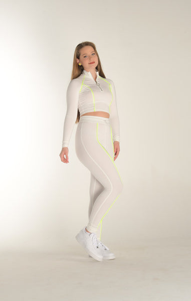 White & Neon Biker 2 Piece Set